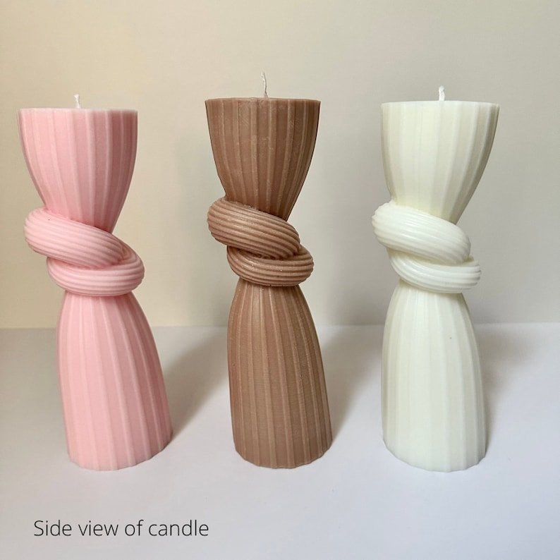 3-Pack Knot Pillar Candles (5.9" x 2.16") – Unique Design for Elegant Décor - Classy Candles