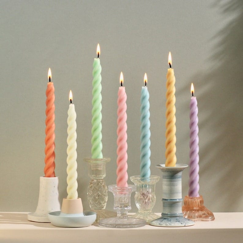 12Pcs Twisted Spiral Candles Size (8") - Classy Candles
