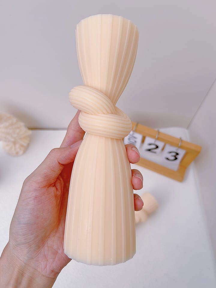 3-Pack Knot Pillar Candles (5.9" x 2.16") – Unique Design for Elegant Décor - Classy Candles