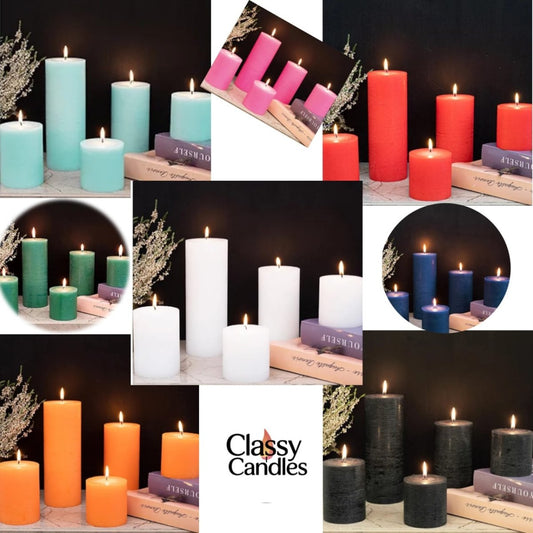 4Pcs Beautiful Pillar Candles Set Size (3x3) (3x4) (3x6) (3x9) - Classy Candles