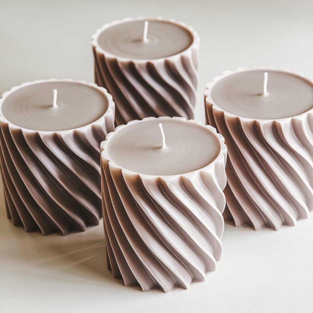 4Pcs Luxurious Ribbed Pillar Candles (2"x 4") - Classy Candles