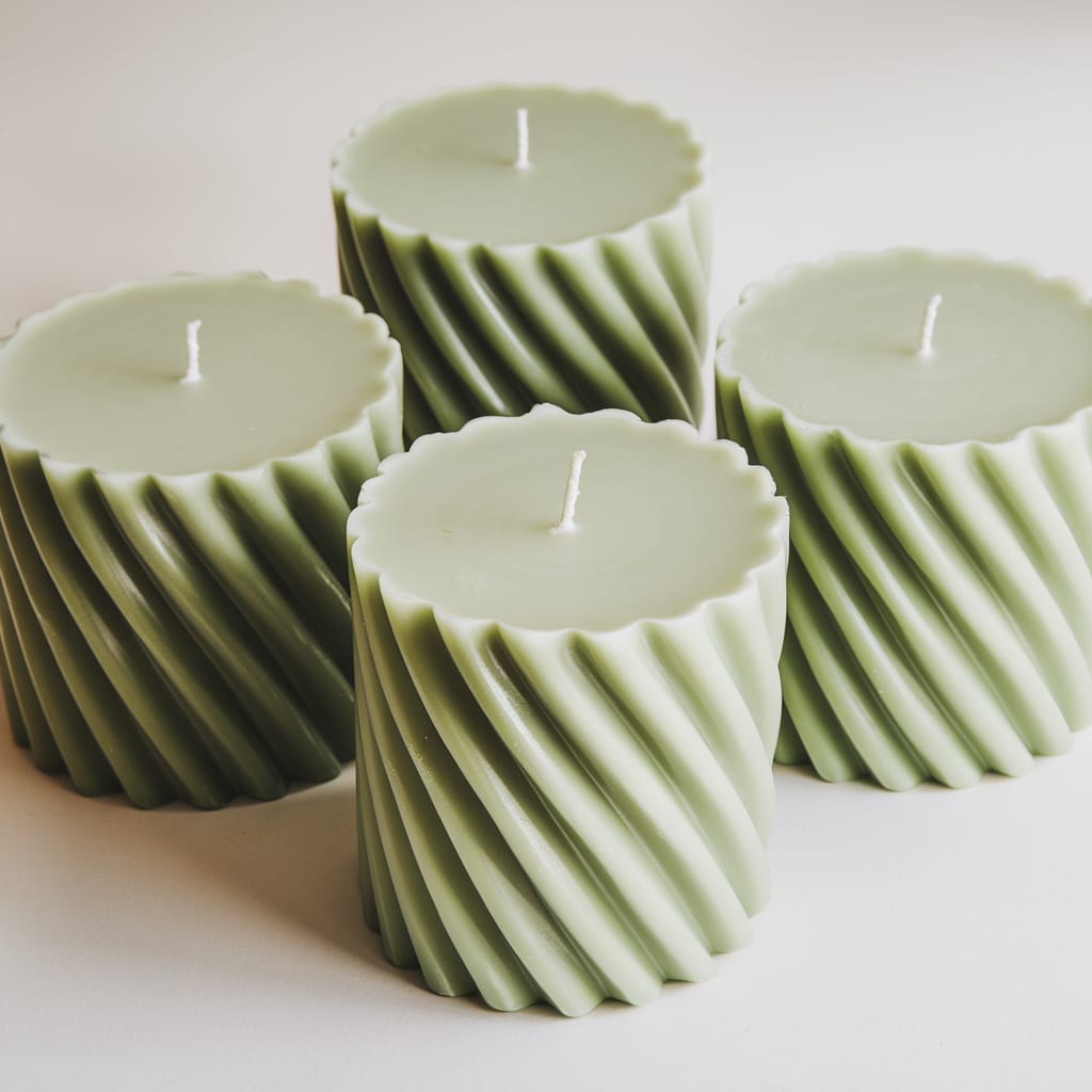 4Pcs Luxurious Ribbed Pillar Candles (2"x 4") - Classy Candles
