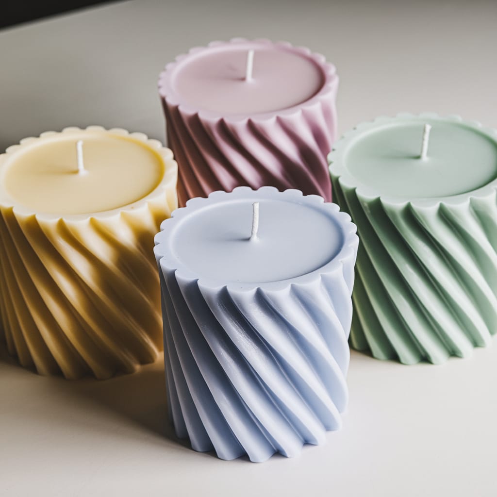 4Pcs Luxurious Ribbed Pillar Candles (2"x 4") - Classy Candles