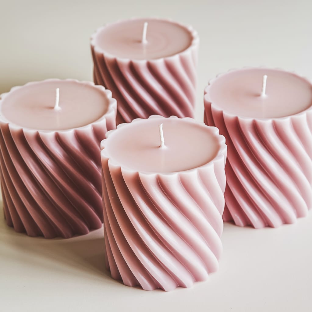 4Pcs Luxurious Ribbed Pillar Candles (2"x 4") - Classy Candles