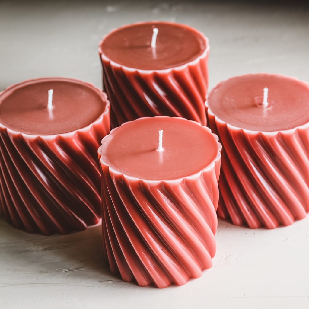 4Pcs Luxurious Ribbed Pillar Candles (2"x 4") - Classy Candles