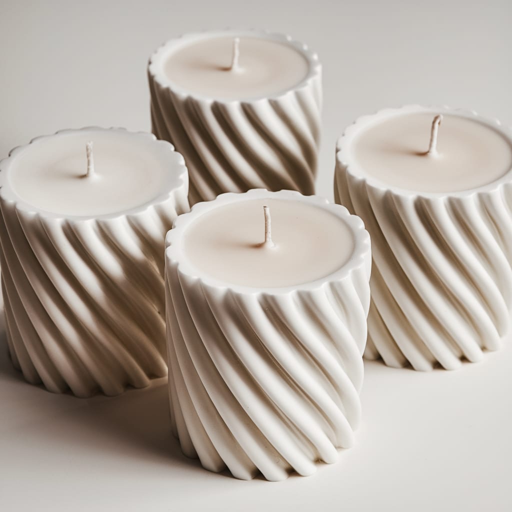 4Pcs Luxurious Ribbed Pillar Candles (2"x 4") - Classy Candles