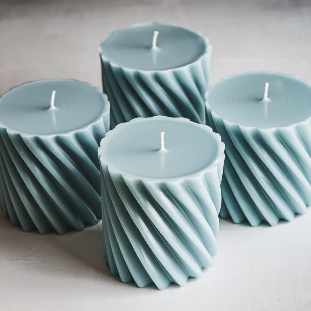 4Pcs Luxurious Ribbed Pillar Candles (2"x 4") - Classy Candles