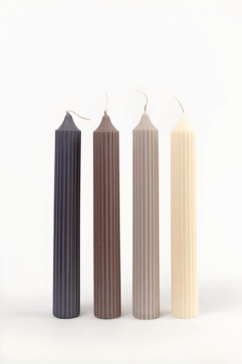 5Pcs Ribbbed Dinner Candles Size (7") - Classy Candles