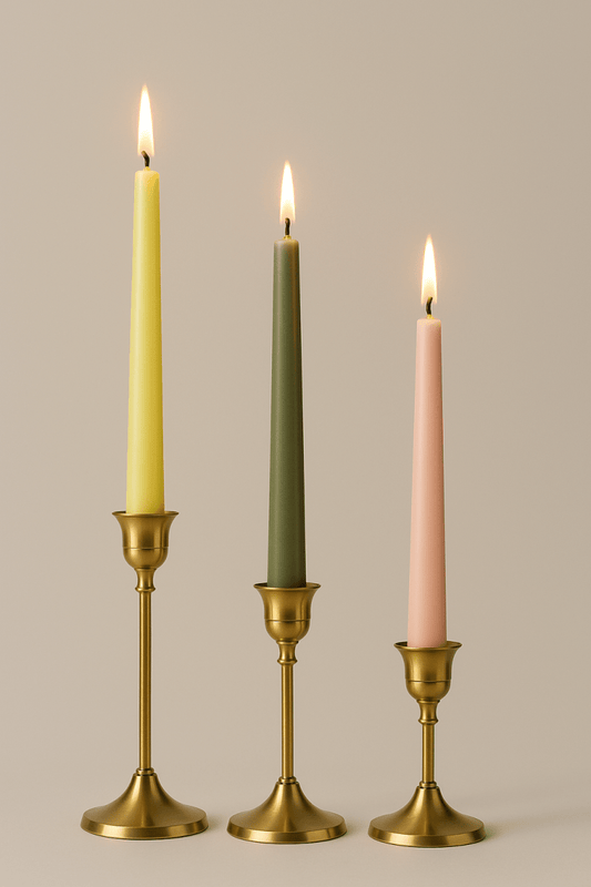 Complete Combo Pack – 6 Taper Candles With 3 Metal Stands - Classy Candles