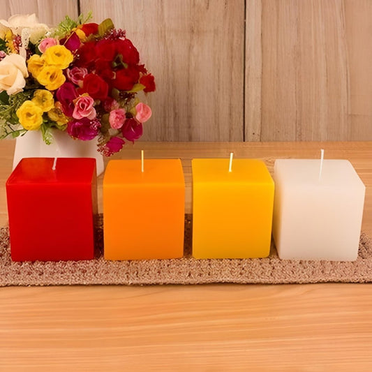 Set of 4 Square Candles (2 x 1.2 inches) - Elegant and Minimalist Decor - Classy Candles